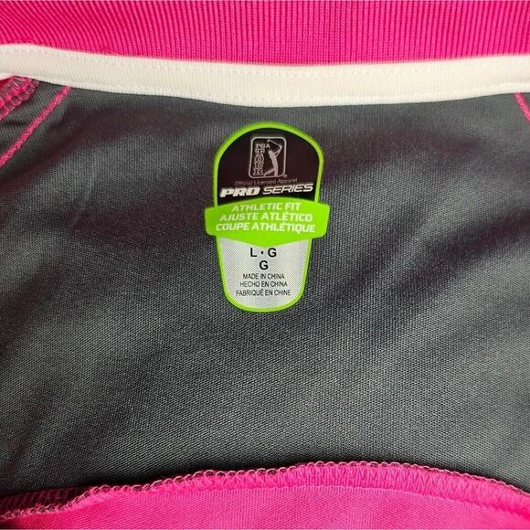 PGA Tour Pro Series Polo Shirt Mens Large Golf Pink Athletic Fit Summer Colorful - Picture 4 of 9